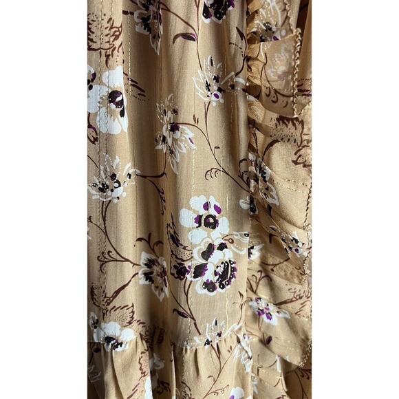 ULLA JOHNSON Torrie beige Silk Floral Print Asymmetrical Hem Midi Skirt Size 6 - Picture 10 of 15